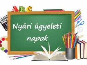 Vezetői ügyeletek rendje a nyári szünidőben